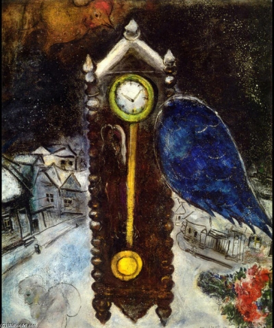 Marc Chagall - 1949 - Orologio con ala Blu - L'importanza del tempo per la vita degli uomini.